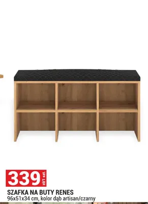 Szafka na buty Renes 96x51x34cm kolor dąb artisan/czarny promocja w Merkury Market