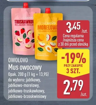 Mus owocowy jabłkowo-morelowy Owolovo promocja w Aldi