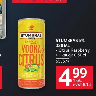 Stumbras Raspberry 5% promocja w Selgros