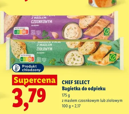 Bagietka do odpieku z masłem czosnkowym Chef Select promocja w Lidl