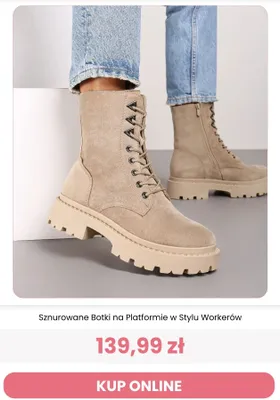 Botki damskie sznurowane na platformie w stylu workerów Renee promocja w Renee