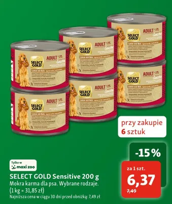 Mokra karma dla psa Select Gold Sensitive promocja w MAXI ZOO