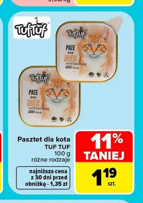 Pasztet dla kota Tuf Tuf z kaczką promocja w Carrefour Market
