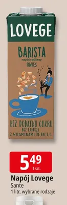 Napój roślinny owsiany Lovege Barista bez dodatku cukru bez laktozy promocja w Leclerc