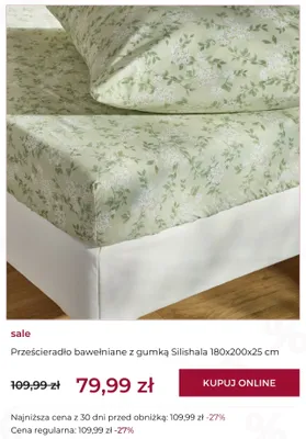 Prześcieradło bawełniane z gumką home&you Silishala promocja w home&you