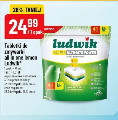 Tabletki do zmywarki Ludwik All in One Lemon promocja w POLOmarket