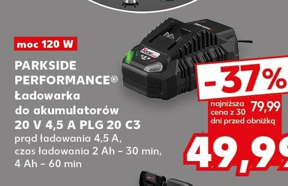 Ładowarka do akumulatorów 20 V 4,5 A PLG 20 C3 promocja w Kaufland