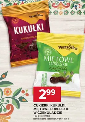Cukierki kukułki, miętowe lubelskie w czekoladzie promocja w Stokrotka