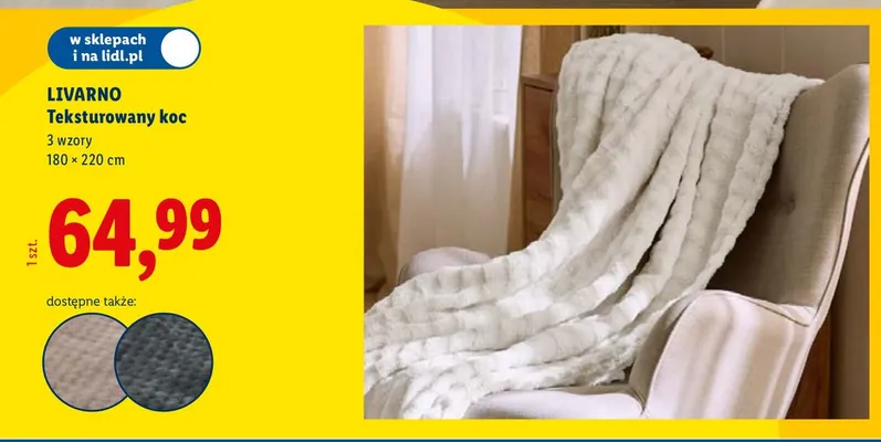 Teksturowany koc 180×220cm Livarno promocja