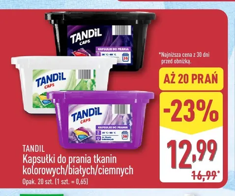 Kapsułki do prania tkanin białych Tandil promocja w Aldi
