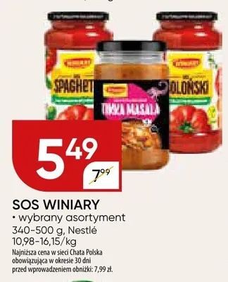 Sos WINIARY wybrany asortyment promocja w Chata Polska
