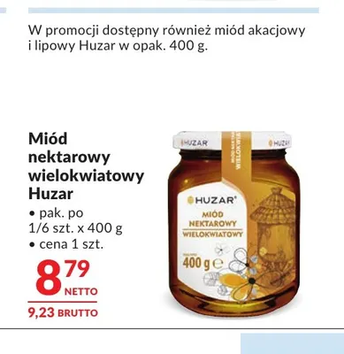 Miód nektarowy wielokwiatowy Huzar promocja w Makro