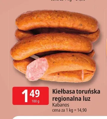 Kiełbasa toruńska regionalna luz Kabanos promocja w Leclerc