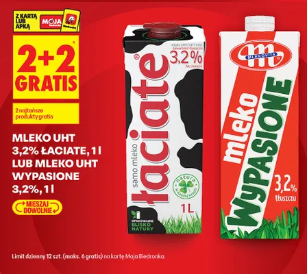 Mleko UHT Łaciate 3,2% promocja w Biedronka