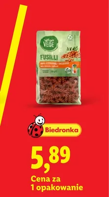 Makaron Fusilli z czerwonej soczewicy Go Vege promocja w Lidl