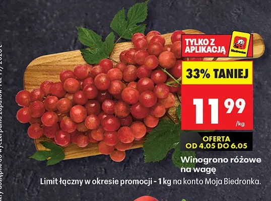 Winogrono różowe na wagę promocja w Biedronka