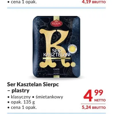 Ser Kasztelan śmietankowy Sierpc plastry promocja w Makro