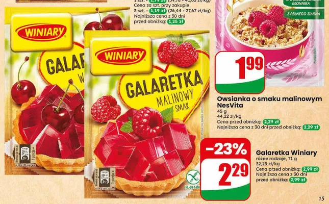 Galaretka o smaku malinowym Winiary promocja w Dino