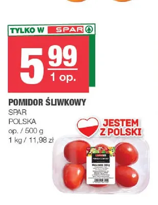 Pomidory śliwkowe polskie Spar promocja w SPAR