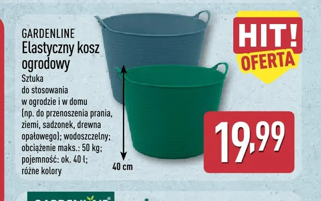 Elastyczny kosz ogrodowy 40 l Gardenline promocja w Aldi