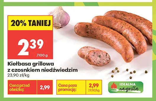 Kiełbasa grillowa z czosnkiem niedźwiedzim promocja w Biedronka