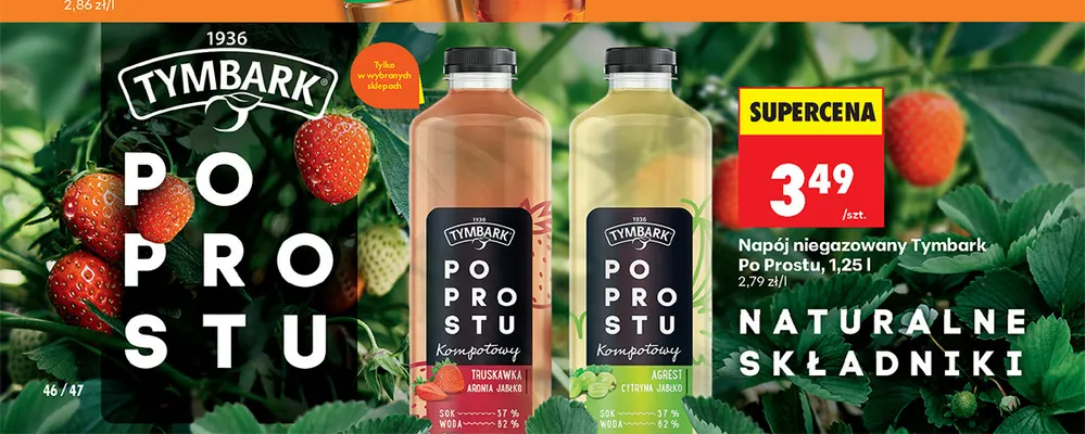 Napój niegazowany Tymbark Po Prostu Kompotowy agrest cytryna jabłko promocja w Biedronka