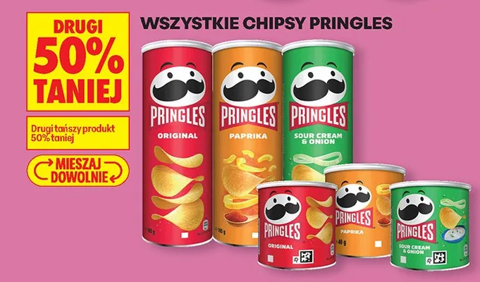 Wszystkie chipsy Pringles DRUGIE -50% promocja w Biedronka