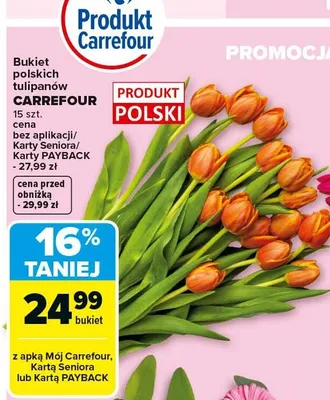 Bukiet polskich tulipanów promocja w Carrefour Market