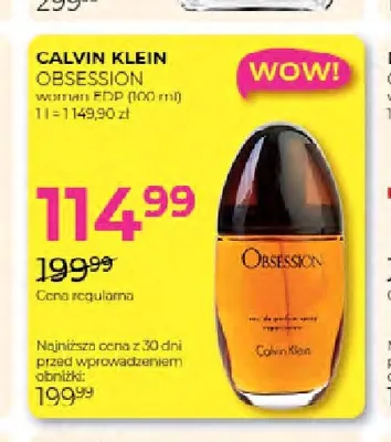 Woda perfumowana Calvin Klein Obsession promocja w Drogerie Jawa