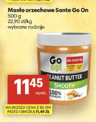 Masło orzechowe Sante Go On Peanut Butter Smooth promocja w Delikatesy Centrum