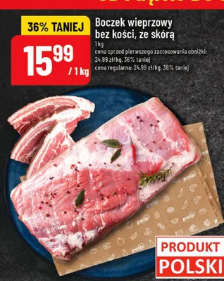 Boczek wieprzowy bez kości ze skórą promocja w POLOmarket