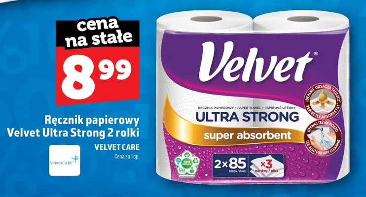 Ręcznik papierowy Velvet Ultra Strong 2-pak promocja w TOPAZ