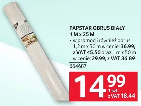 Obrus biały Papstar 1 M x 25 M promocja w Selgros