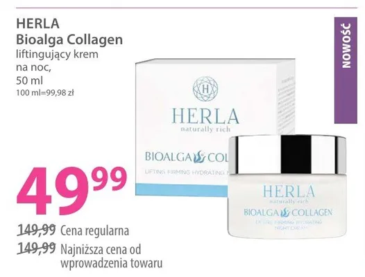 Liftingujący krem na noc Bioalga Collagen promocja w Hebe