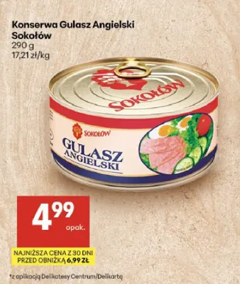 Konserwa Gulasz Angielski Sokołów promocja w Delikatesy Centrum