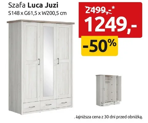 Szafa Luca Juzi S148xG61,5xW200,5cm promocja w Black Red White