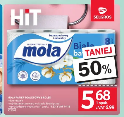 Papier toaletowy Mola 8-pak promocja w Selgros