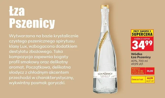 Wódka Łza Pszenicy 40% promocja w Biedronka