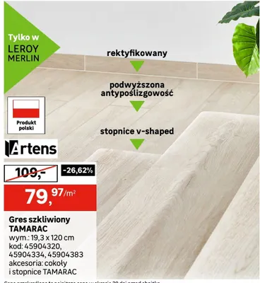 Gres szkliwiony tamarac promocja w Leroy Merlin