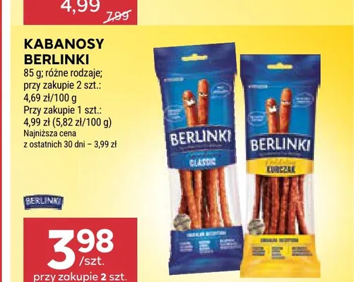 Kabanosy Berlinki Classic promocja w Stokrotka
