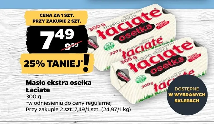 Masło ekstra osełka Łaciate promocja w Netto
