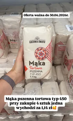 Mąka tortowa pszenna typ 450 Kuchnia Smaku promocja w Dino