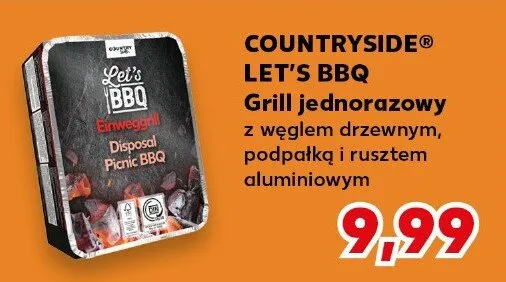 Grill jednorazowy z węglem drzewnym, pokrywa z aluminium promocja w Kaufland
