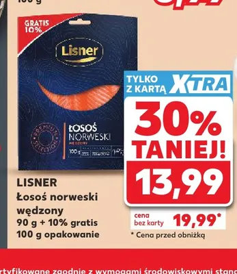 Łosoś norweski wędzony Lisner promocja w Kaufland
