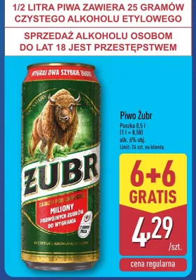 Piwo żubr puszka promocja w Aldi