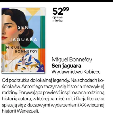Książka Sen jaguara Miguel Bonnefoy oprawa miękka promocja w Empik