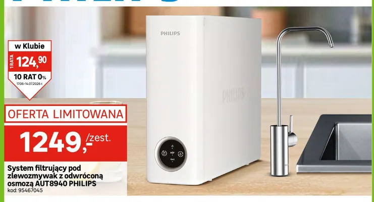System filtrujący pod zlewozmywak z odwróconą osmozą Philips AUT8940 promocja w Leroy Merlin