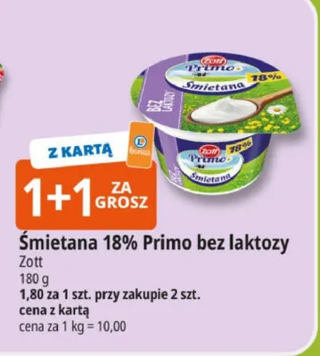 Śmietana 18% Primo bez laktozy promocja w Leclerc