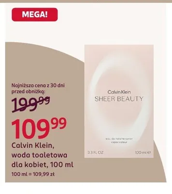 Woda toaletowa dla kobiet Calvin Klein Sheer Beauty promocja w Rossmann