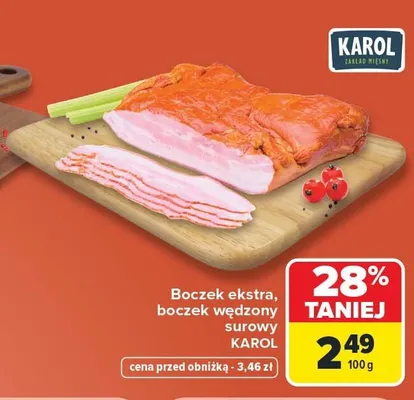 Boczek ekstra Karol promocja w Carrefour Market